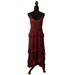Lulus Cranberry Lace Tiered Cocktail Dress size Medium